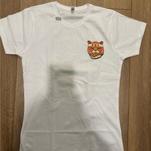 Kids' White T-Shirt with Tiger Patch